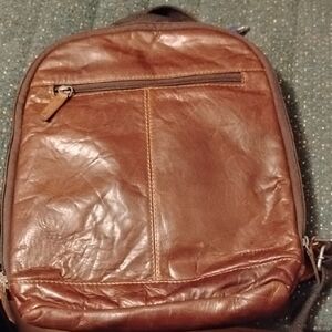 Elegant Chestnut Leather Backpack for Men